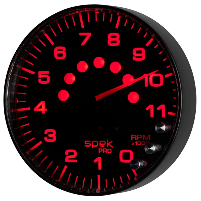 Autometer Spek-Pro Gauge Tachometer 5in 11K Rpm W/Shift Light & Peak Mem Black/Black - P239328 thumbnail 8