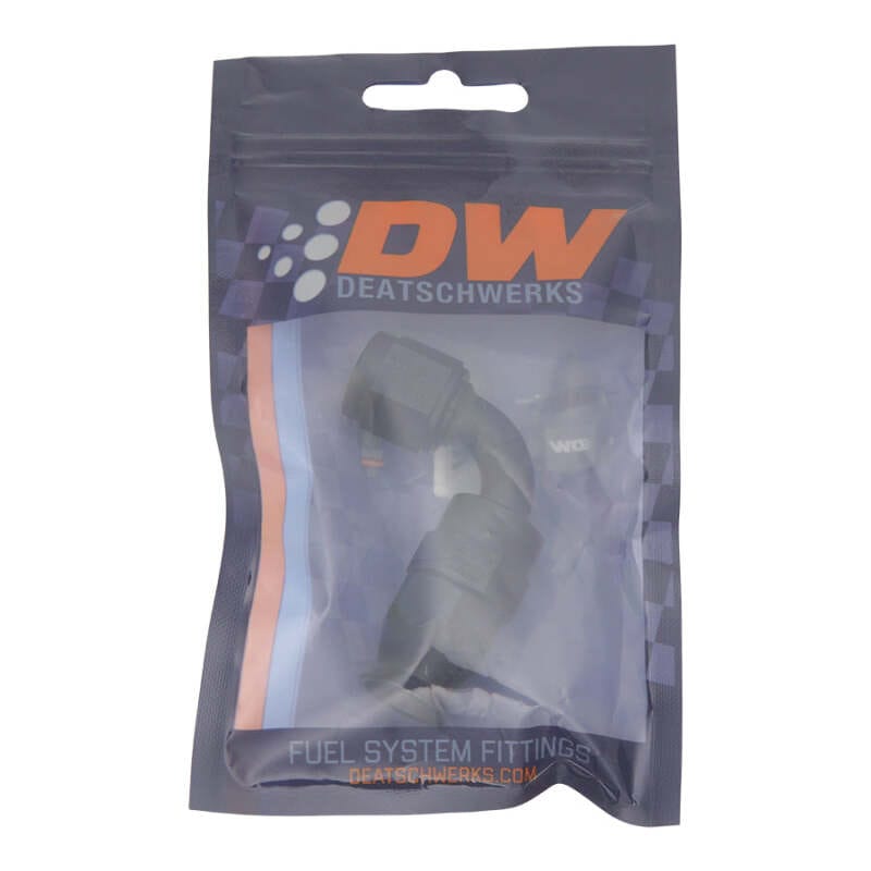 DeatschWerks 6AN Female Swivel 90-Degree Hose End PTFE (Incl 1 Olive Insert) - Anodized Matte Black thumbnail 2