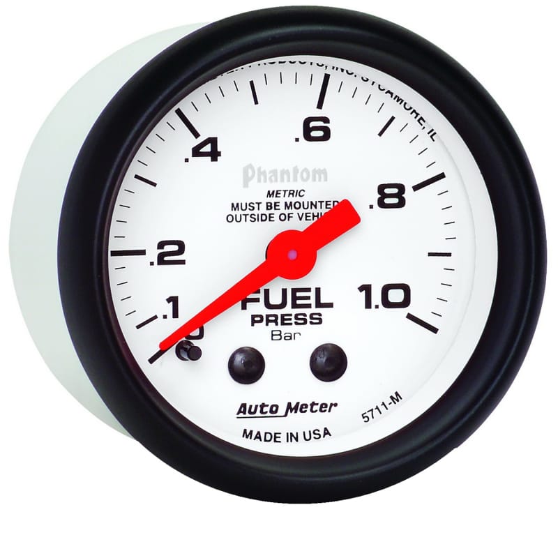 Autometer Phantom 2-1/16in 0-1.0 Bar Mechanical Fuel Pressure Gauge thumbnail 3