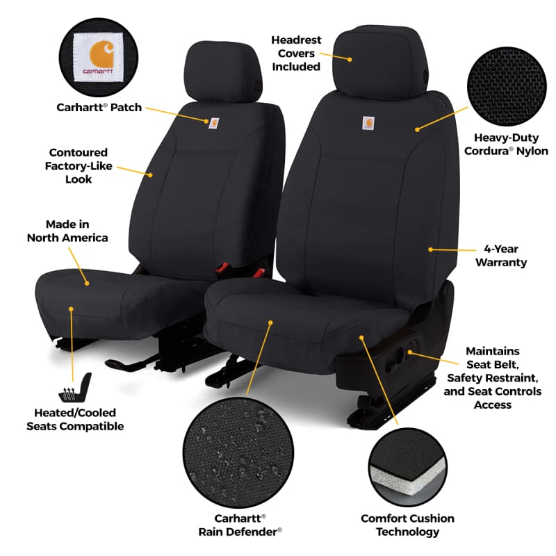 Covercraft 24-25 Jeep Wrangler Buckets Carhartt Super Dux Precision Fit Custom Front Row Seat Cover - GTJ4551ABCOBK