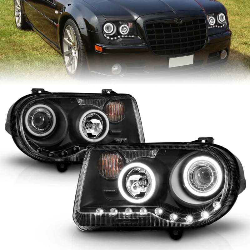 ANZO 2005-2010 Chrysler 300C Projector Headlights w/ Halo Black (CCFL) G2 thumbnail 3