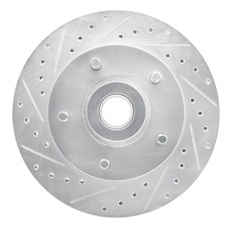 R1 85-97 Dodge B200 / B200 Van / B250 Front Left Drilled & Slotted Silver Brake Rotor