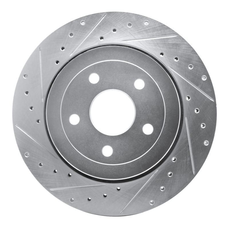 R1 06-10 Jeep Grand Cherokee Rear Left Drilled & Slotted Silver Brake Rotor