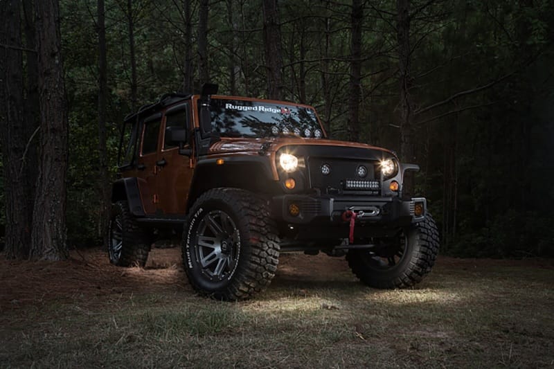Rugged Ridge 07-18 Jeep Wrangler JK White 4-Piece LED Rock Light Kit w/ Harness thumbnail 2