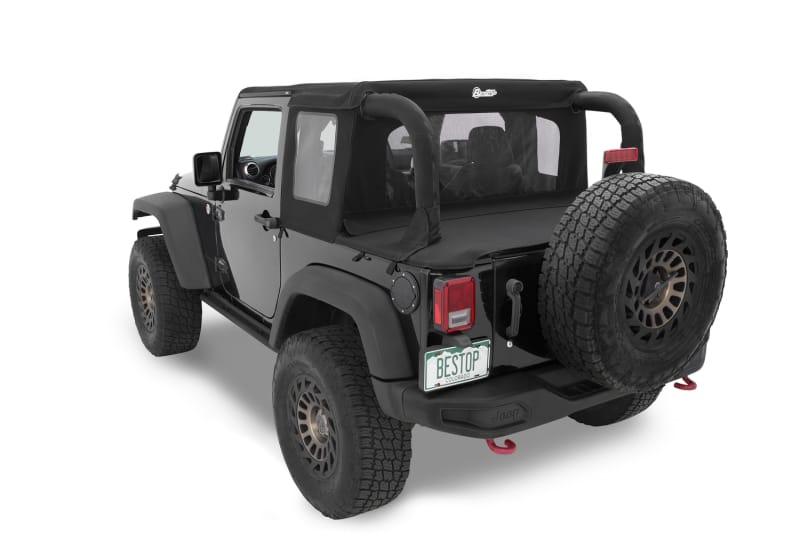 Bestop 07-18 Jeep Wrangler JK 2-Door Halftop Soft Top (Black Diamond)