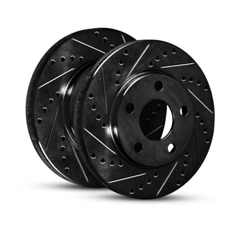 R1 87-90 Dodge Dakota RWD Front Right Drilled & Slotted Black Brake Rotor - 633-40064R