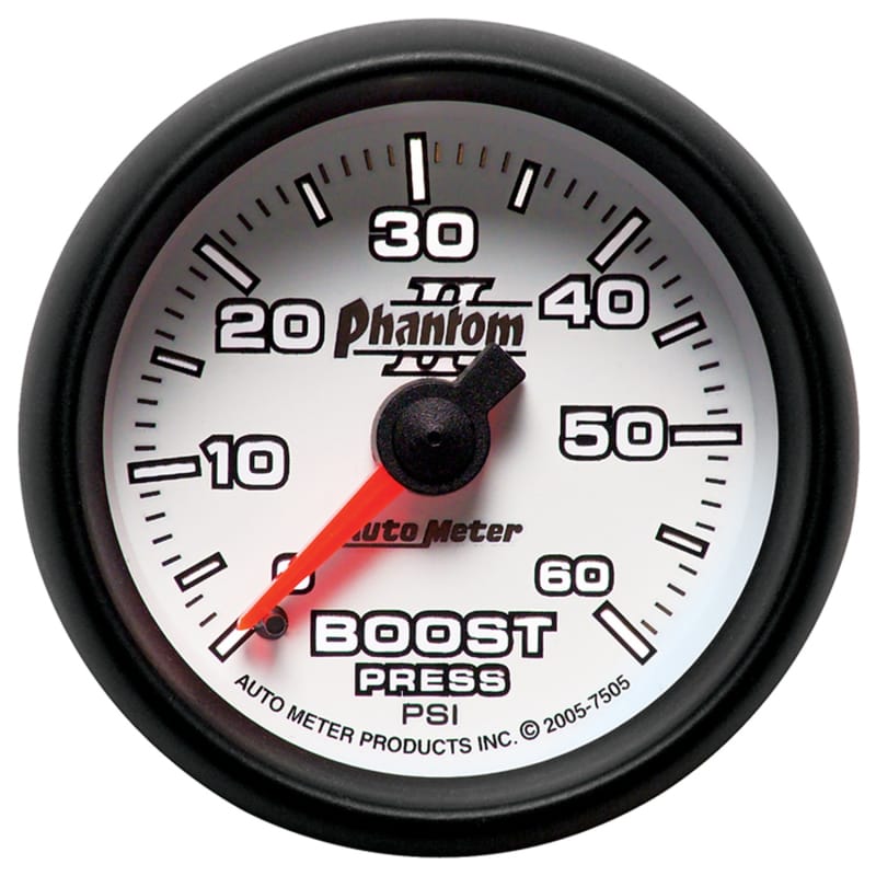Autometer Phantom II 52.4mm Mechanical 0-60 PSI Boost Gauge thumbnail 2