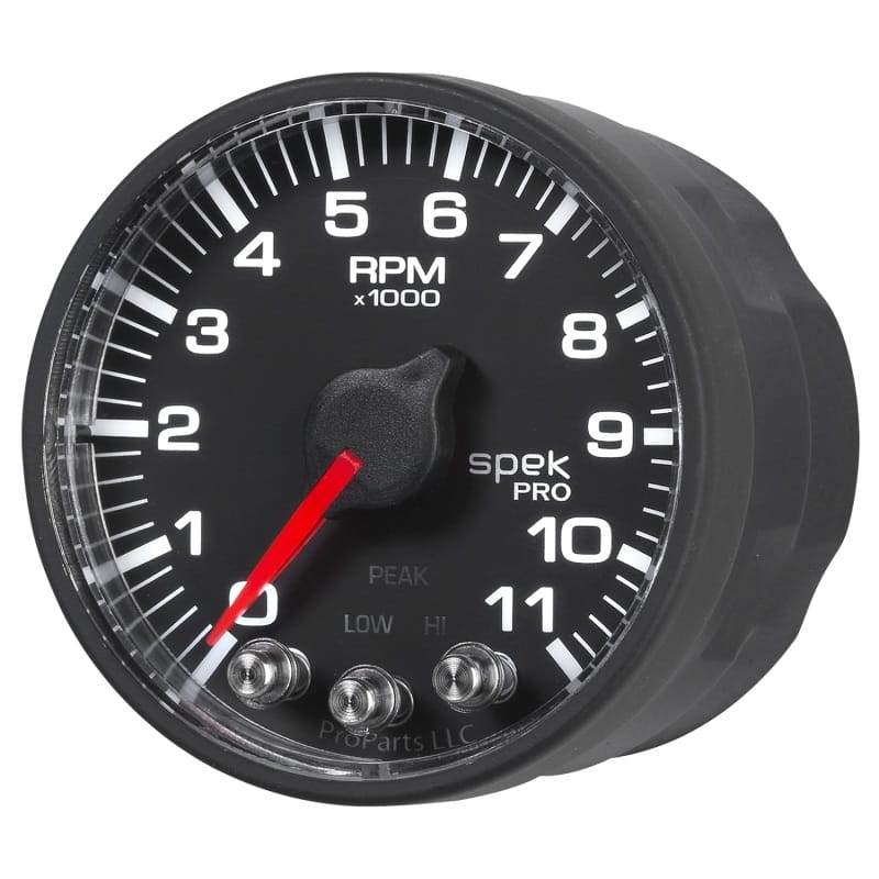 Autometer Spek-Pro Gauge Tach 2 1/16in 11K Rpm W/ Shift Light & Peak Mem - Blk/Blk thumbnail 4