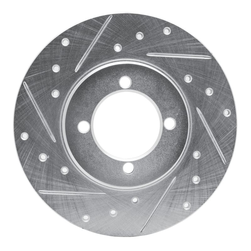 R1 74-87 Dodge COLT Front Left Drilled & Slotted Silver Brake Rotor