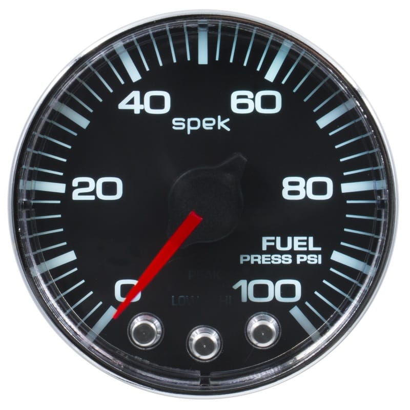 Autometer Spek-Pro Gauge Fuel Press 2 1/16in 100psi Stepper Motor W/Peak & Warn Blk/Chrm - P314318 thumbnail 3