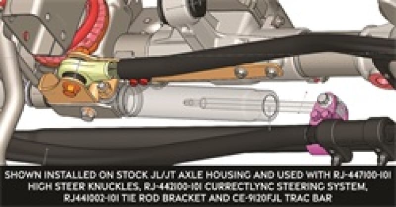 RockJock JL/JT Currectlync High Steer Trac Bar and Steering Stabilizer Shock Relocation Bracket thumbnail 3