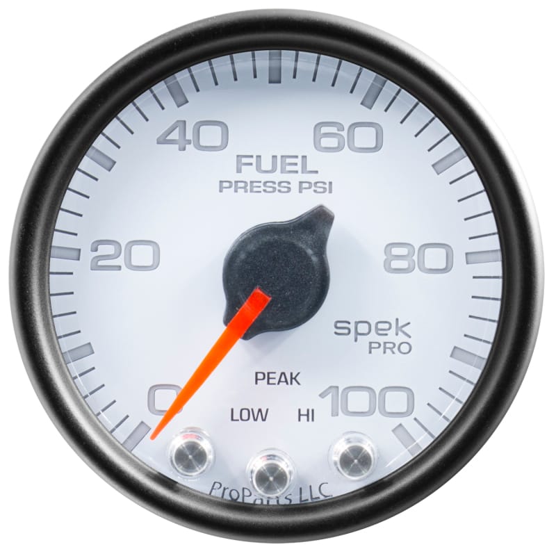 Autometer Spek-Pro Gauge Fuel Press 2 1/16in 100psi Stepper Motor W/Peak & Warn Wht/Blk - P31412 thumbnail 2