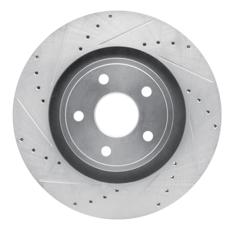 R1 06-10 Jeep Grand Cherokee Front Left Drilled & Slotted Silver Brake Rotor