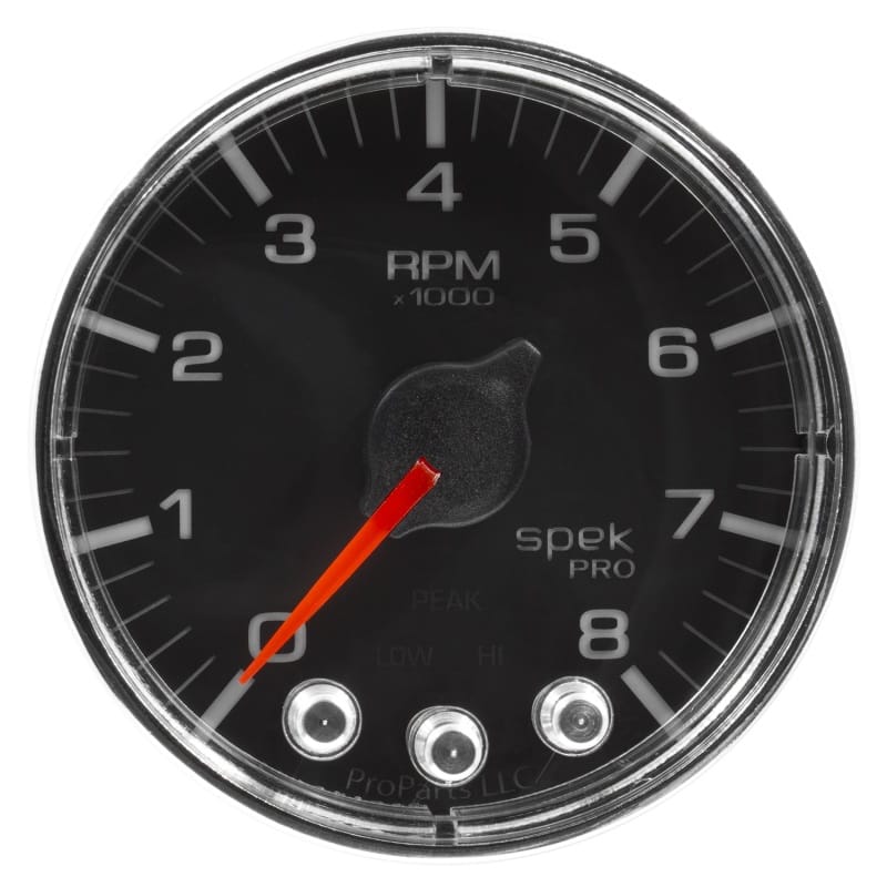 Autometer Spek-Pro Gauge Tach 2 1/16in 8K Rpm W/ Shift Light & Peak Mem Blk/Chrm - P334318 thumbnail 2