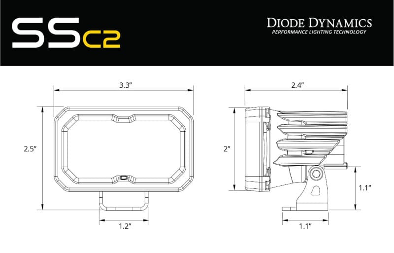 Diode Dynamics Stage Series 1 1/2 In Roll Bar Chase Light Kit SSC2 Pro - Yellow (Pair) thumbnail 8