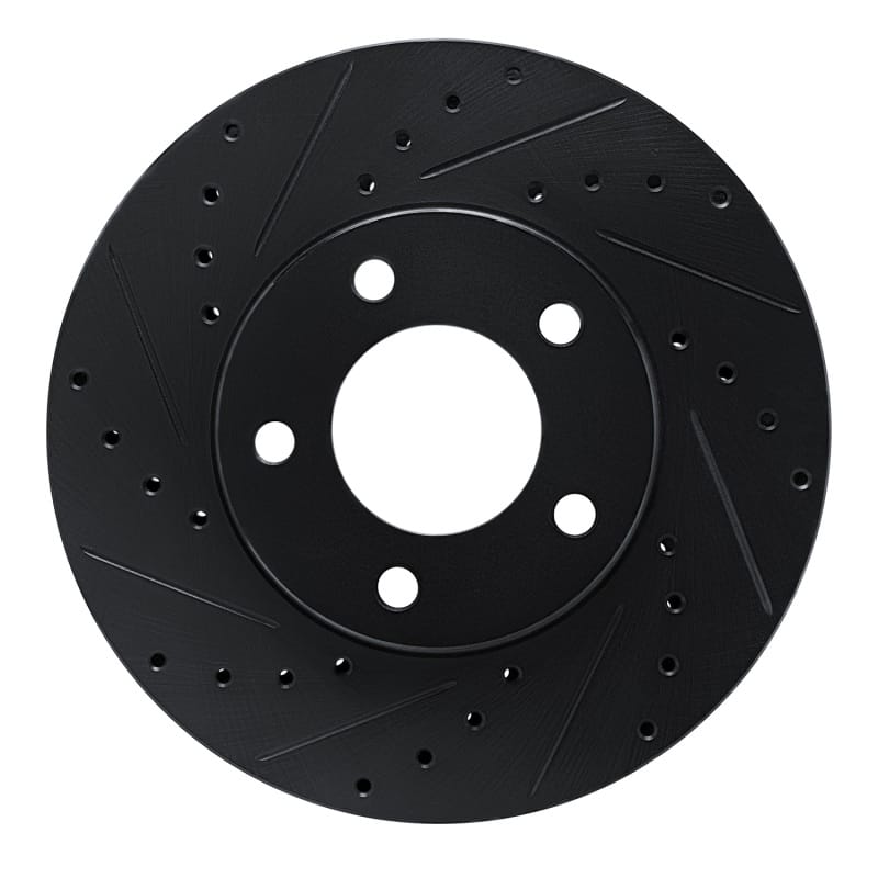 R1 87-90 Chrysler Town & Country Front Left Drilled & Slotted Black Brake Rotor