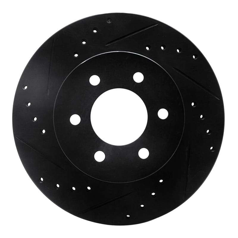 R1 91-96 Dodge Dakota 4WD Front Left Drilled & Slotted Black Brake Rotor