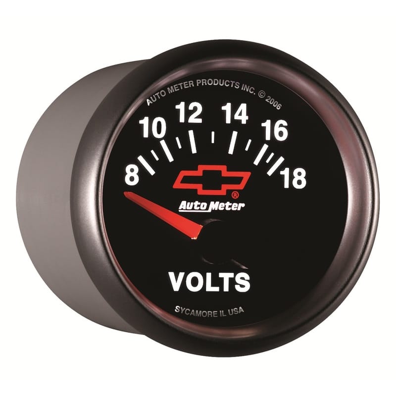 Autometer GM Bowtie Black 2-1/16 Voltmeter 8-18V thumbnail 5