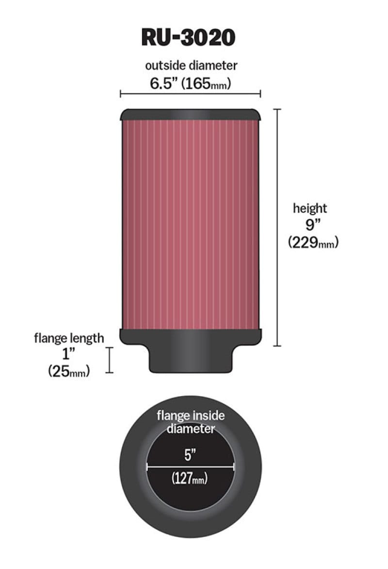 K&N Filter 2 1/4inch 10 Degree Flange 16 1/4inch x 4inch - 4 1/2inch Height thumbnail 3