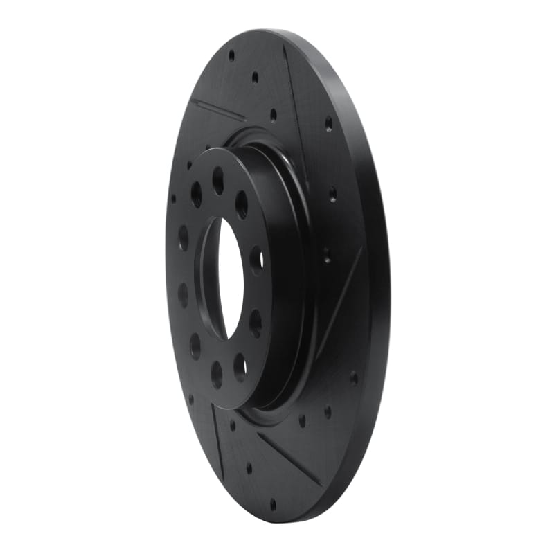 R1 2014-2022 Chrysler 200 Rear Right Drilled & Slotted Black Brake Rotor