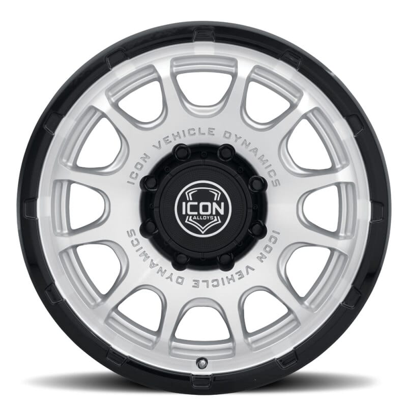 ICON Alloys Rancho 20x9 / 8x6.5 / 12mm / 5.5in BS Silver MACH w/ Gloss Black Lip thumbnail 3