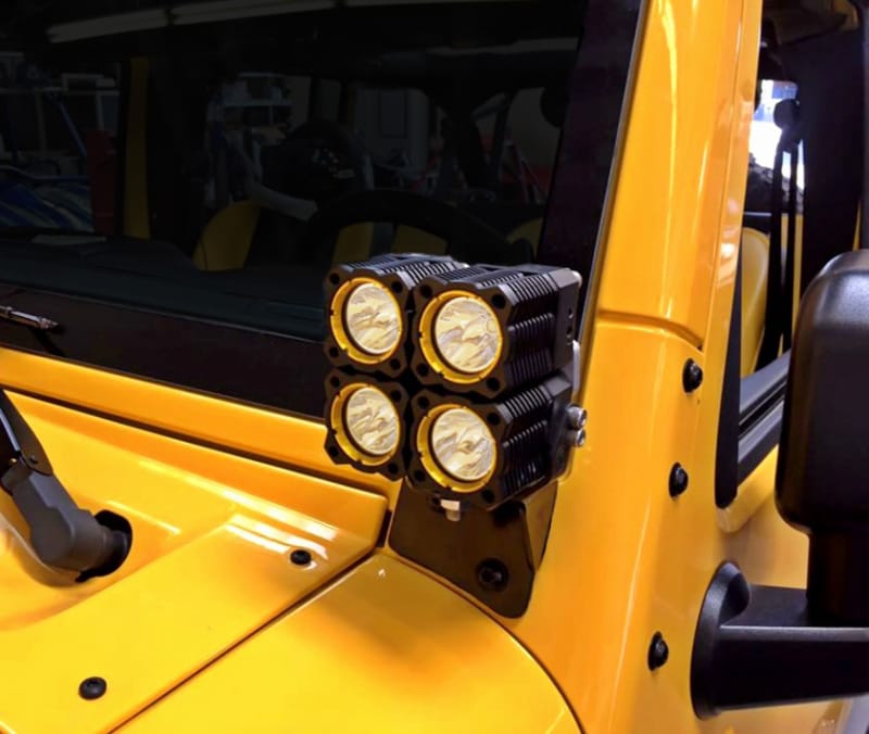 KC HiLiTES 07-18 Jeep JK A-Pillar Windshield Light Mount Bracket Set (Pair) - Black thumbnail 2
