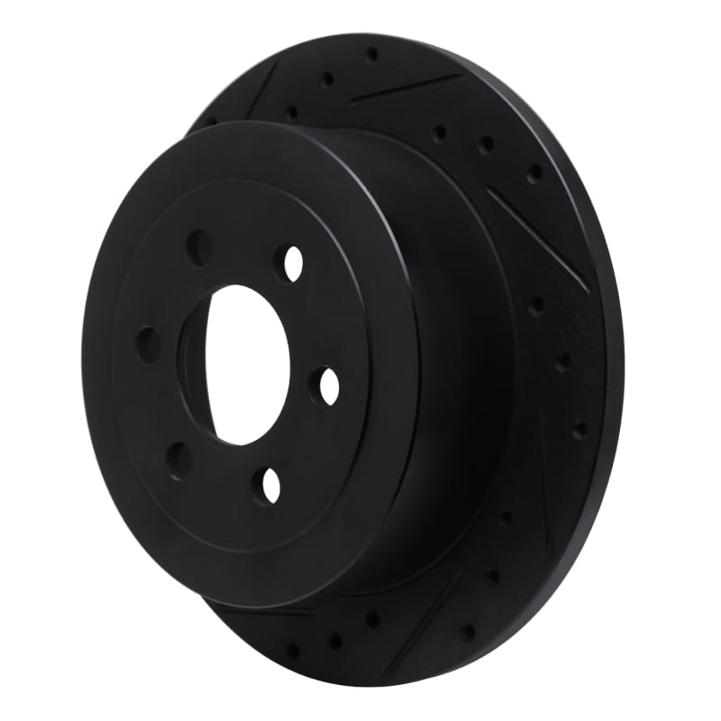 R1 03-04 Dodge Dakota 4WD Rear Left Drilled & Slotted Black Brake Rotor