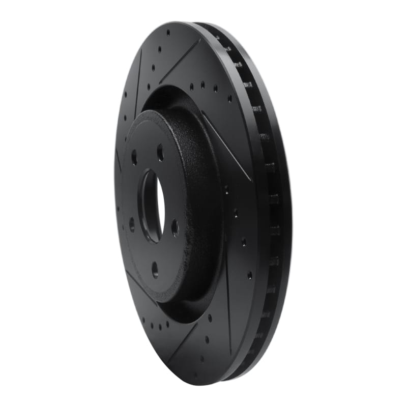R1 06-10 Jeep Grand Cherokee Front Left Drilled & Slotted Black Brake Rotor thumbnail 2