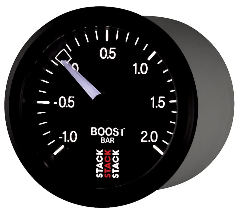 Autometer Stack 52mm -1 to +2 Bar T-Fitting 0.187in Barb (M) Mechanical Boost Pressure Gauge - Black thumbnail 3