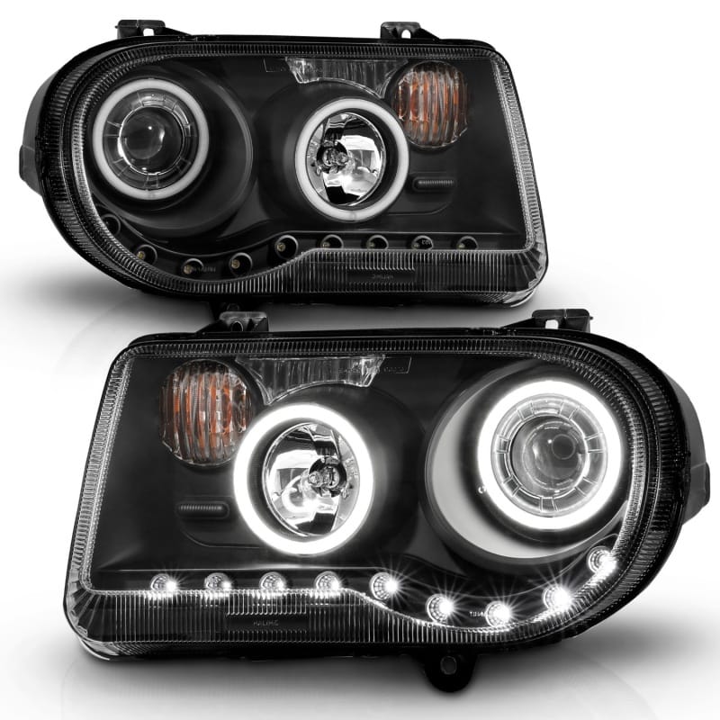ANZO 2005-2010 Chrysler 300C Projector Headlights w/ Halo Black (CCFL) G2 thumbnail 2