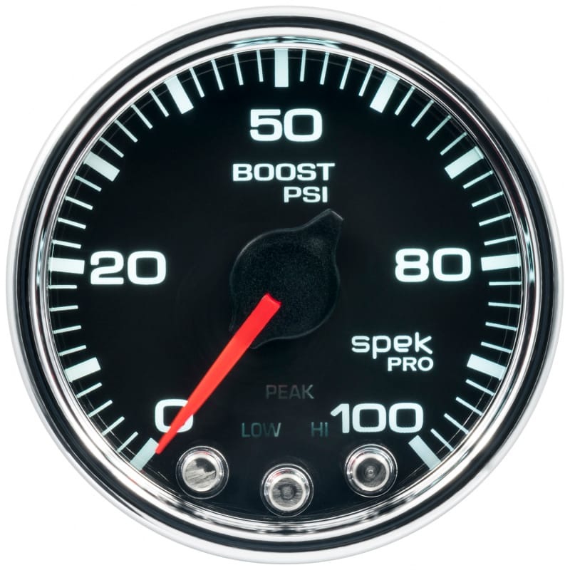 Autometer Spek-Pro Gauge Boost 2 1/16in 100psi Stepper Motor W/Peak & Warn Blk/Chrm thumbnail 3