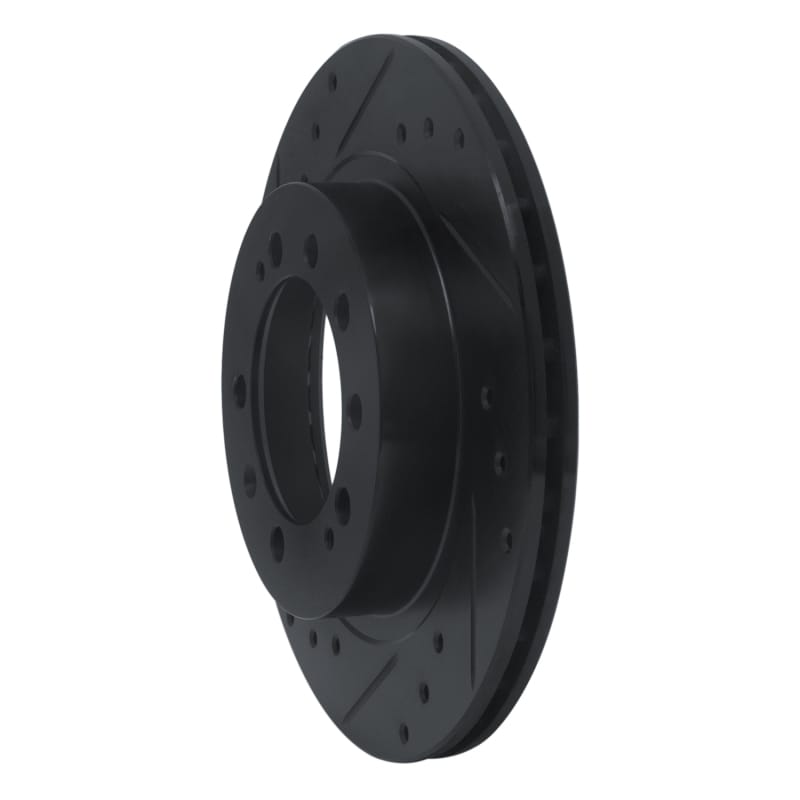 R1 83-89 Chrysler Conquest Rear Left Drilled & Slotted Black Brake Rotor thumbnail 2