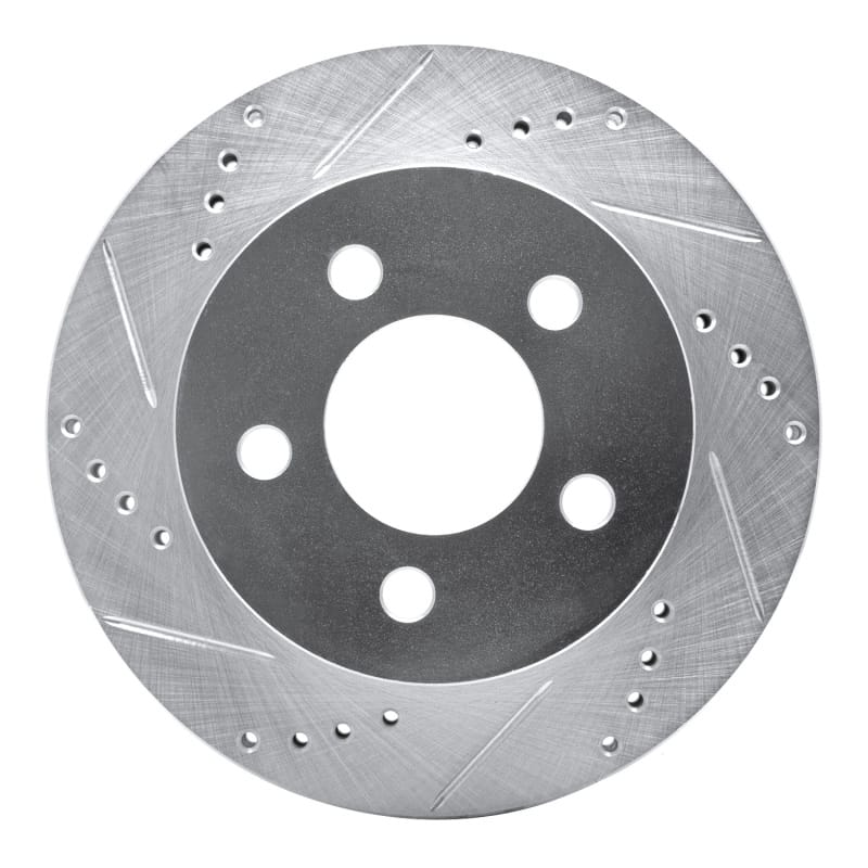 R1 99-06 Jeep Cherokee Front Left Drilled & Slotted Silver Brake Rotor