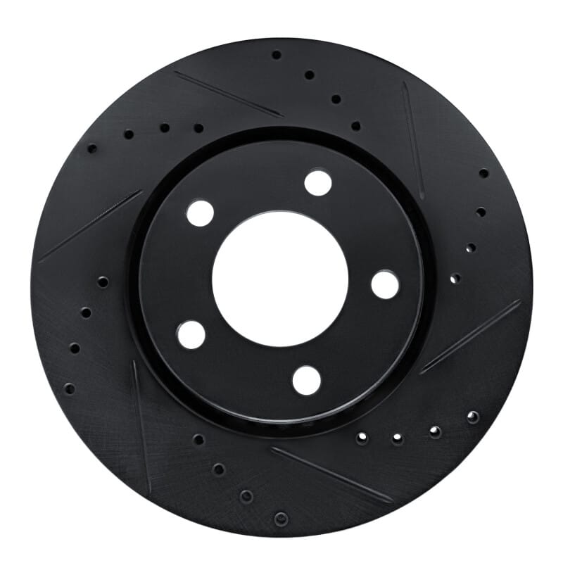 R1 01-07 Chrysler Town & Country Front Right Drilled & Slotted Black Brake Rotor