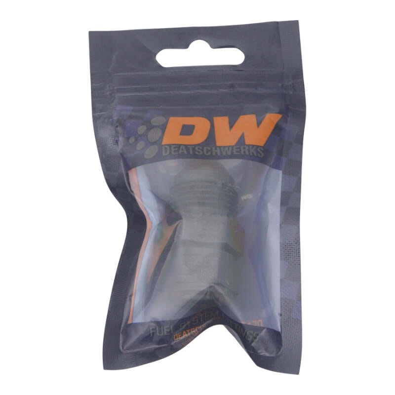 DeatschWerks 8AN Male Flare to Fuel Pump Outlet Barb Adapter - Anodized Matte Black thumbnail 2