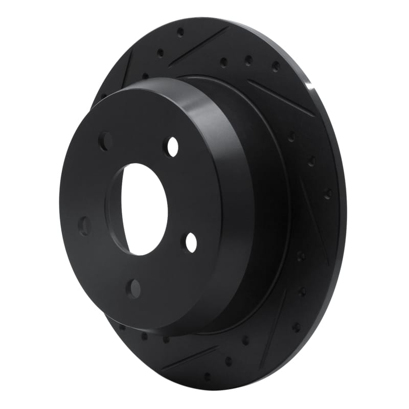 R1 99-04 Jeep Grand Cherokee Rear Left Drilled & Slotted Black Brake Rotor thumbnail 2