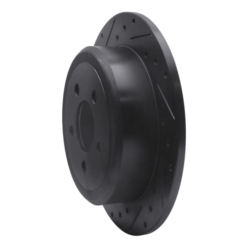 R1 07-12 Dodge Nitro Rear Left Drilled & Slotted Black Brake Rotor thumbnail 2