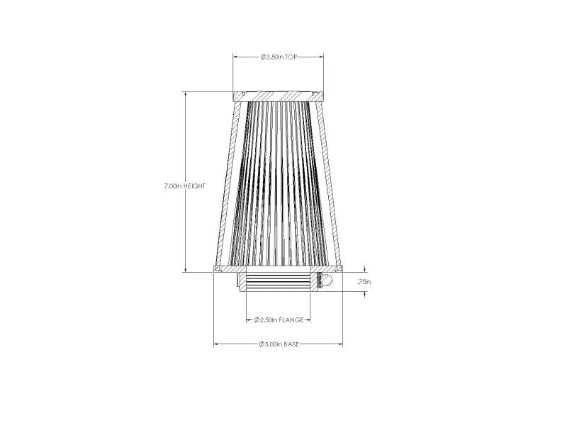 aFe POWER Universal Clamp-On Air Filter / D2 Dura-Dry Media 2-1/2in F x 5in B x 3-1/2in T x 7inH thumbnail 4