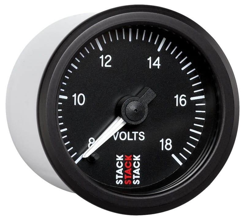 Autometer Stack 52mm 8-18V Pro Stepper Motor Battery Voltage Gauge - Black thumbnail 5