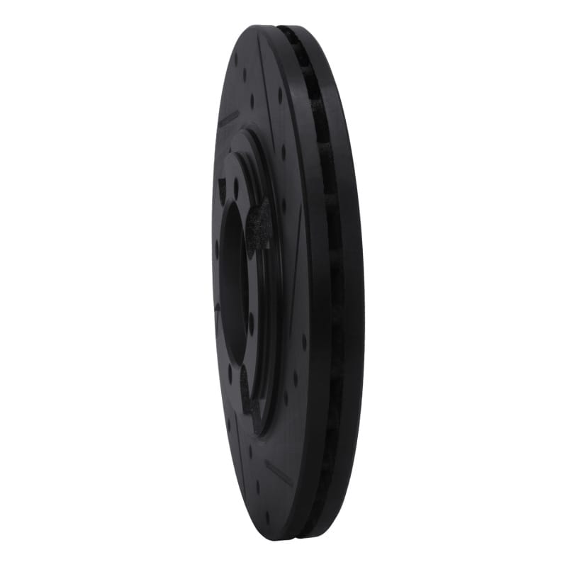 R1 84-90 Dodge COLT Front Right Drilled & Slotted Black Brake Rotor thumbnail 2