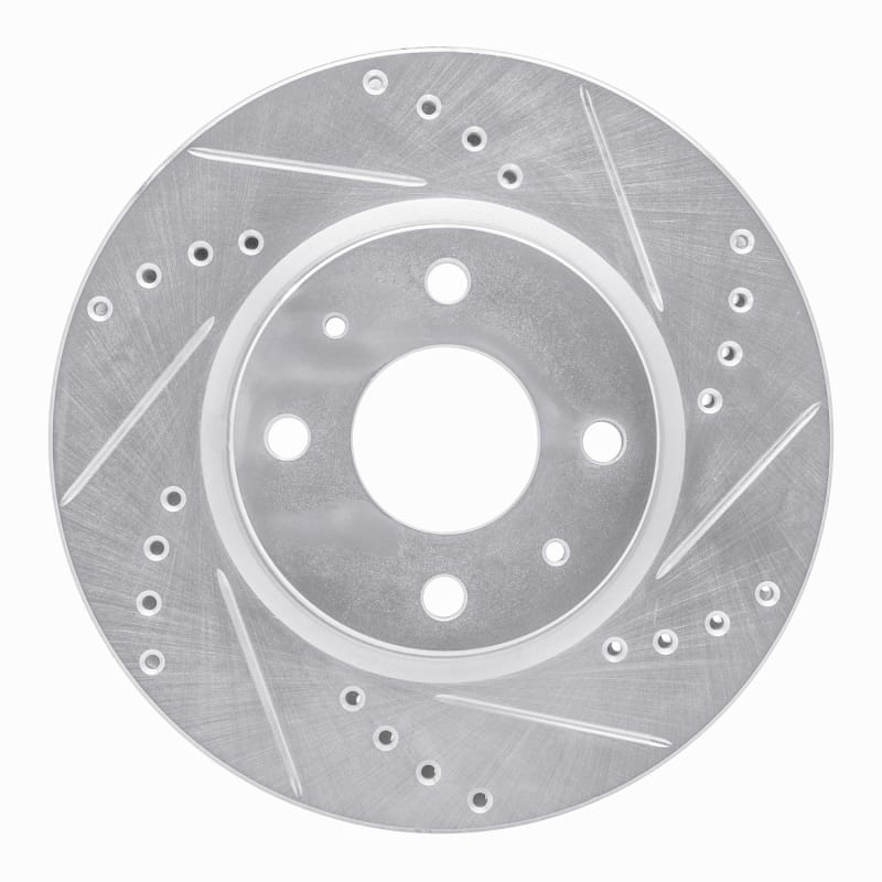 R1 79-87 Dodge COLT Front Right Drilled & Slotted Silver Brake Rotor