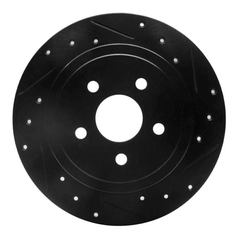 R1 88-95 Chrysler New Yorker Rear Right Drilled & Slotted Black Brake Rotor