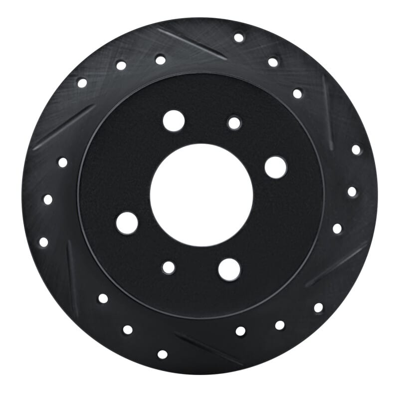 R1 92-96 Dodge COLT Rear Right Drilled & Slotted Black Brake Rotor