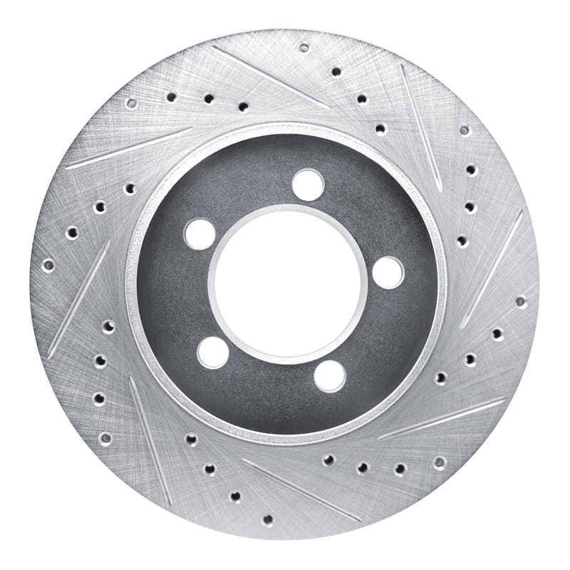 R1 1965-1972 Dodge Dart Front Right Drilled & Slotted Silver Brake Rotor