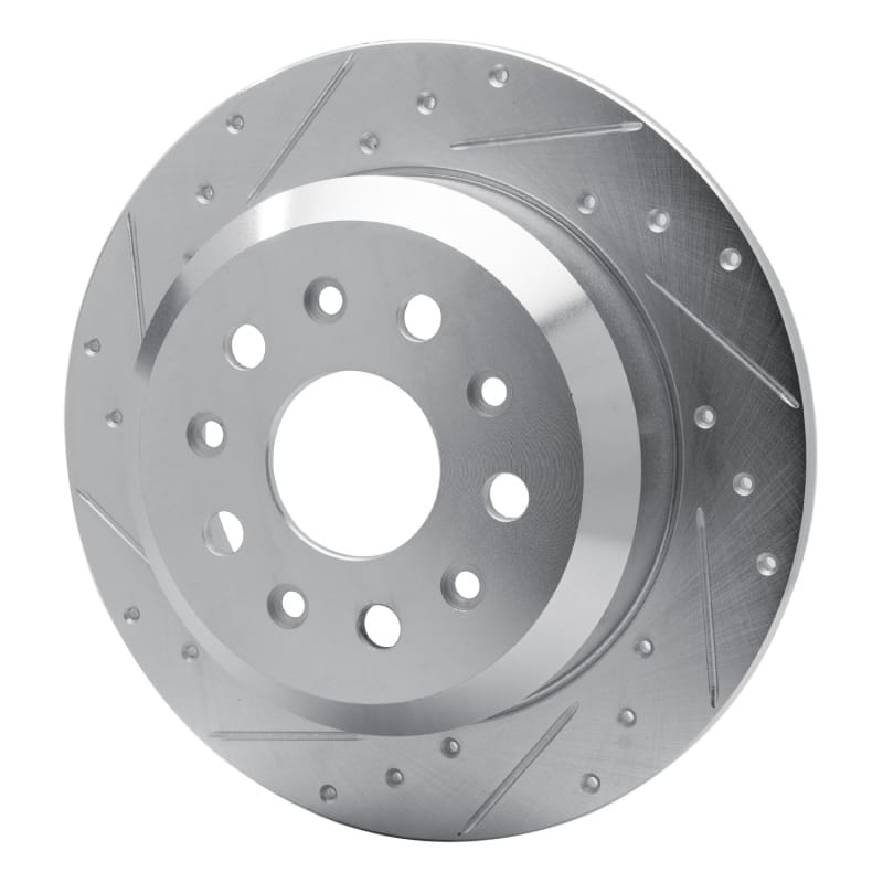 R1 18-25 Jeep Wrangler Rear Left Drilled & Slotted Silver Brake Rotor - 631-42041L