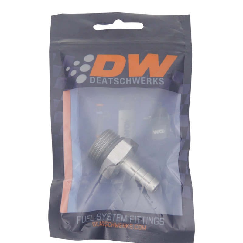 DeatschWerks 10AN ORB Male to 3/8in Male Triple Barb Fitting (Incl O-Ring) - Anodized DW Titanium thumbnail 2
