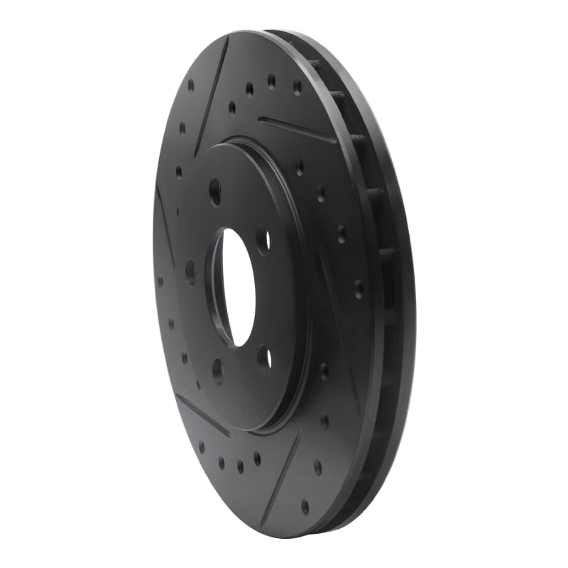 R1 95-00 Chrysler CIRRUS Front Left Drilled & Slotted Black Brake Rotor
