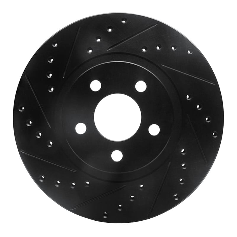 R1 01-10 Chrysler PT Cruiser Front Left Drilled & Slotted Black Brake Rotor