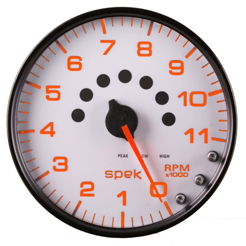 Autometer Spek-Pro Gauge Tachometer 5in 11K Rpm W/Shift Light & Peak Mem White/Black - P23912 thumbnail 4