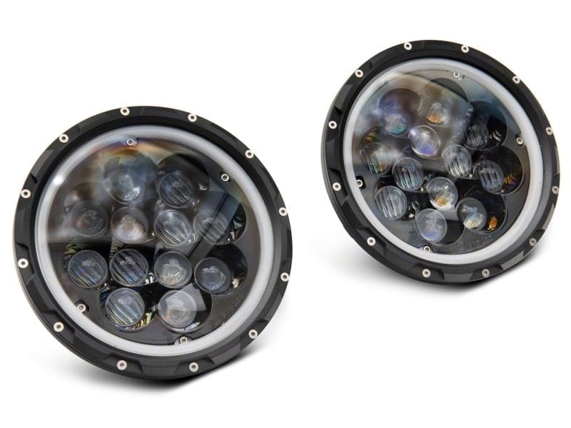 Raxiom 07-18 Jeep Wrangler JK Axial Spider LED Headlights w/Angel Eye Halo- Blk Housing (Clear Lens) thumbnail 2